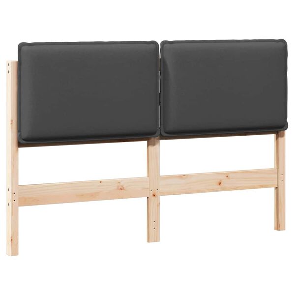 vidaXL Polstret sengegavl Naturlig og m&oslash;rk gr&aring; 135 cm Massiv fyrretr&aelig;