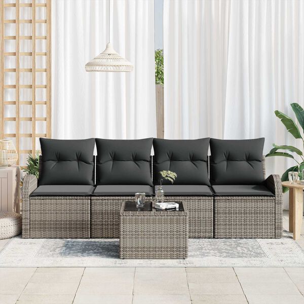 vidaXL Havesofa S&aelig;t Gr&aring; 55 x 55 x 37 cm polyrattan