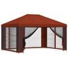 vidaXL Pavillon med sidetapper 4 &times; 3 m Terrakotta Polyester og St&aring;l