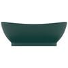 vidaXL håndvask med overløb 58,5x39 cm keramik oval mat mørkegrøn