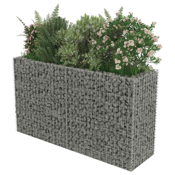 vidaXL gabion-h&oslash;jbed 180x50x100 cm galvaniseret st&aring;l