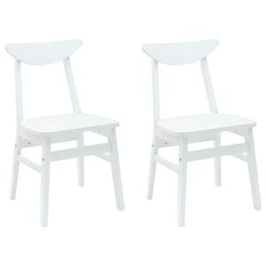 vidaXL Spisestole 2 stk. Massiv Gummitr&aelig; Hvid 42 x 47,5 x 81 cm