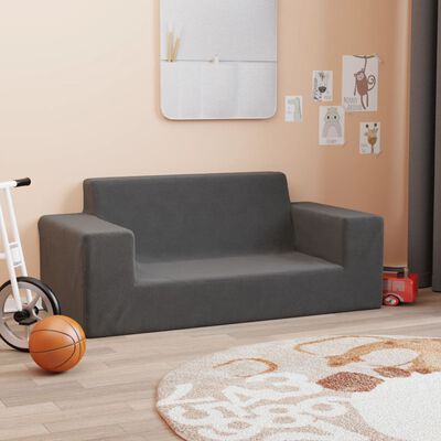 vidaXL 2-personers sofa til børn blødt plys antracitgrå