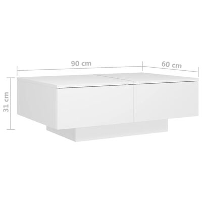 vidaXL sofabord 90x60x31 cm konstrueret træ hvid