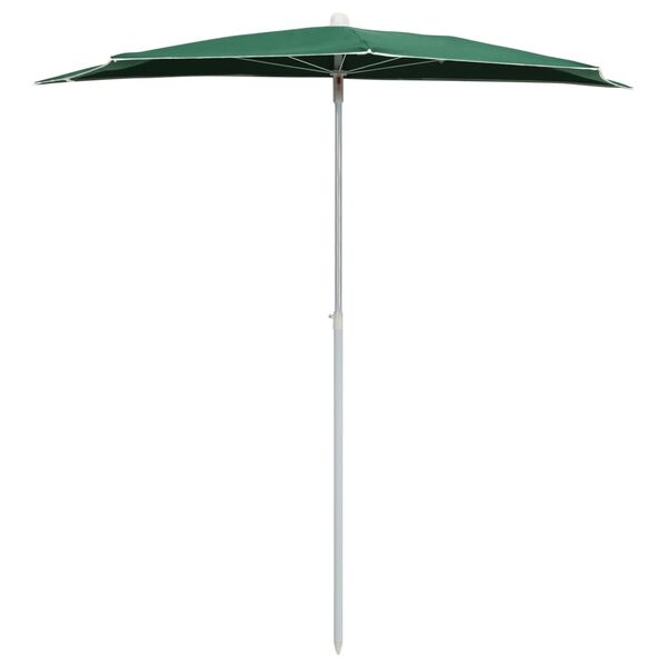 vidaXL halv parasol med stang 180x90 cm grøn