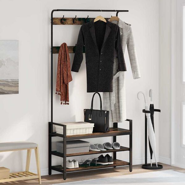 vidaXL Jakkeholder med hylde R&oslash;get eg 95 x 34 x 184 cm Konstrueret tr&aelig;