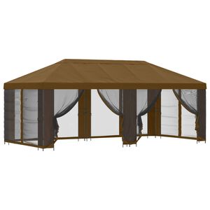 vidaXL Pavillon med sidetapper 6 x 3 m Gr&aring;brun Polyester og St&aring;l 190