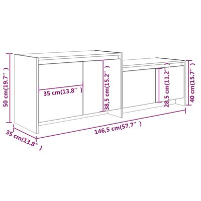 vidaXL tv-bord 146,5x35x50 cm spånplade hvid