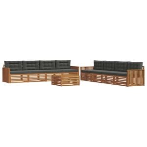vidaXL Udend&oslash;rs sofagruppe med pude 9 pcs Naturlig og Antracit
