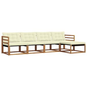 vidaXL Udend&oslash;rs sofagruppe med pude 5 pcs Naturlig og Fl&oslash;de