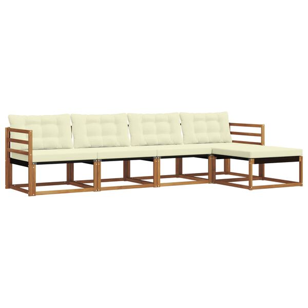 vidaXL Udend&oslash;rs sofagruppe med pude 5 pcs Naturlig og Fl&oslash;de