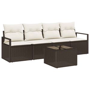 vidaXL Sofa S&aelig;t 5 pcs Brun og Creme polyrattan
