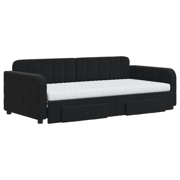 vidaXL daybed med udtr&aelig;k og skuffer 90x190 cm velour sort