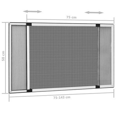 vidaXL udvideligt insektnet til vinduer (75-143)x50 cm hvid