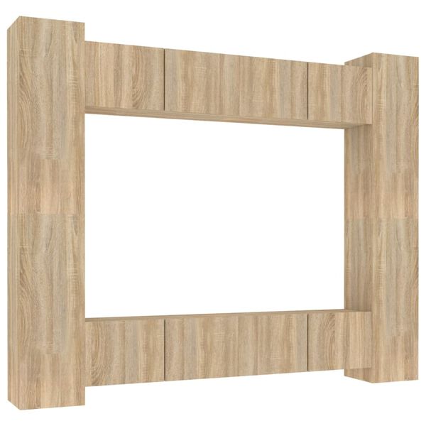 vidaXL tv-skabss&aelig;t 8 dele konstrueret tr&aelig; sonoma-eg