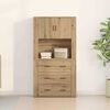 vidaXL Highboard Artisan Egetr&aelig; 80 x 33 x 150 cm Konstrueret tr&aelig;