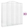 vidaXL buede gabionkurve 3 stk. 200x30x200/220 cm galvaniseret jern