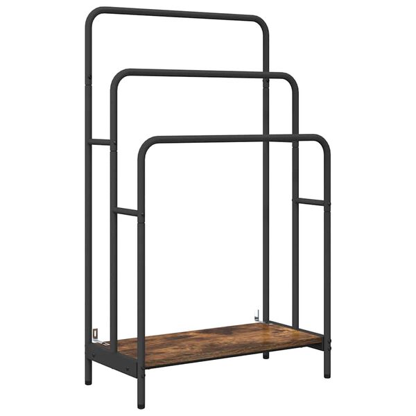 vidaXL Tøjstativ med hylde Røget eg 60 x 30 x 100,5 cm Konstrueret træ