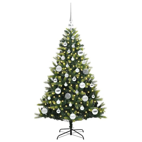 vidaXL Kunstig h&aelig;ngslet juletr&aelig; med 150 LED-lys Gr&oslash;n 120 cm PVC og PE