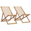 vidaXL strandstole 2 stk. foldbar stof og massivt træ beige