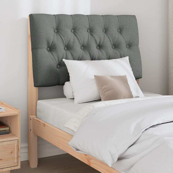 vidaXL Polstret sengegavl M&oslash;rkegr&aring; 75 cm Massiv fyrretr&aelig;