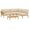 vidaXL Sofa S&aelig;t med pude Ensfarvet 4 pcs Beige Massivt Akacietr&aelig;