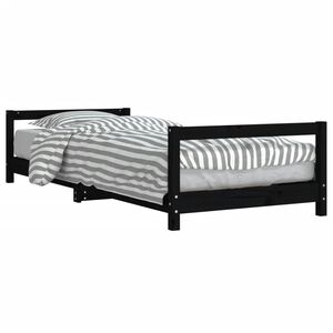 vidaXL sengeramme til juniorseng 90x190 cm massivt fyrretr&aelig; sort