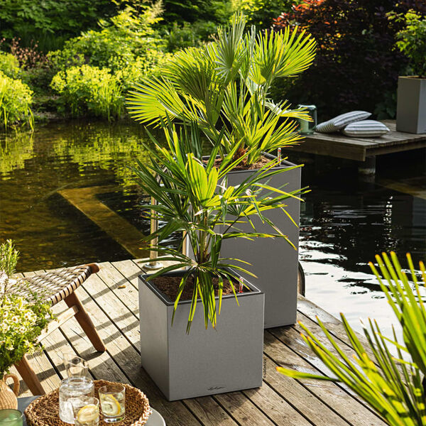 LECHUZA plantekrukke CANTO Stone 40 High ALL-IN-ONE 40x40 cm stengr&aring;