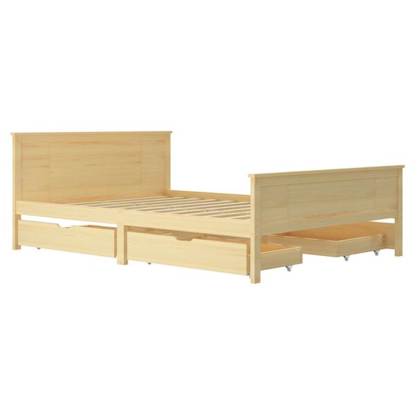 vidaXL sengeramme med 4 skuffer 140x200 cm massivt fyrretr&aelig;