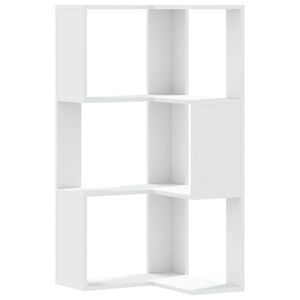 vidaXL bogreol til hj&oslash;rne 50x50x102 cm 3 hylder konstrueret tr&aelig; hvid