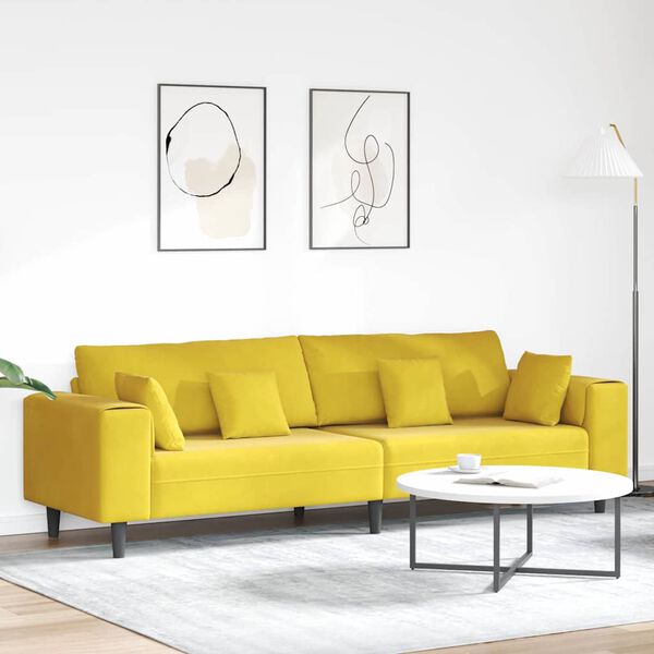vidaXL Sofa med pude Gul 250 x 77 x 76 cm Fl&oslash;jl