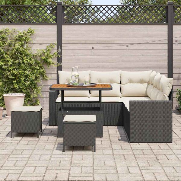 vidaXL Havesofa S&aelig;t 8 pcs Sort polyrattan