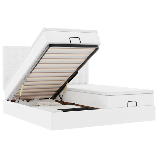 vidaXL osmannisk sengeramme med madrasser 200x200 cm kunstl&aelig;der hvid