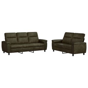 vidaXL Sofa S&aelig;t 2 pcs Army Gr&oslash;n Faux Suede L&aelig;der