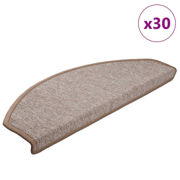 vidaXL trappem&aring;tter 30 stk. 65 x 24 x 4 cm lysebrune halvrunde store