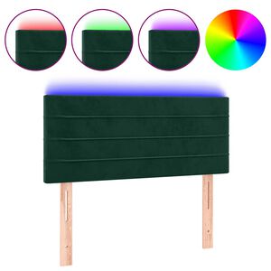 vidaXL sengegavl med LED-lys 90x5x78/88 cm fl&oslash;jl m&oslash;rkegr&oslash;n