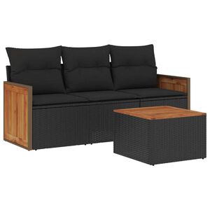 vidaXL sofas&aelig;t til haven 4 dele med hynder polyrattan sort