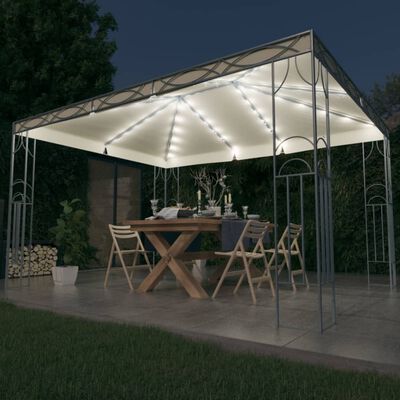 vidaXL pavillon med LED-lyskæder 400x300 cm cremefarvet