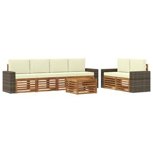 vidaXL Udend&oslash;rs sofagruppe 7 pcs Naturlig og Fl&oslash;de Massivt Akacietr&aelig;