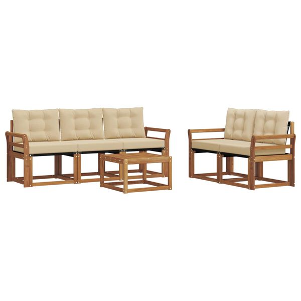 vidaXL Udend&oslash;rs sofagruppe med pude 6 pcs Naturlig og Beige