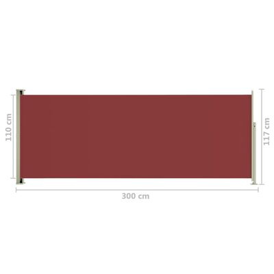 vidaXL sammenrullelig sidemarkise til terrassen 117x300 cm rød
