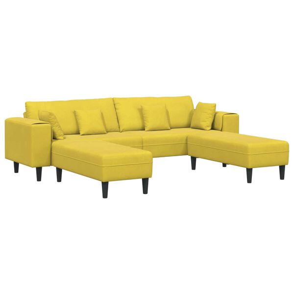 vidaXL Fløjls Sofa med pude 3 pcs Gul 208 cm Fløjl