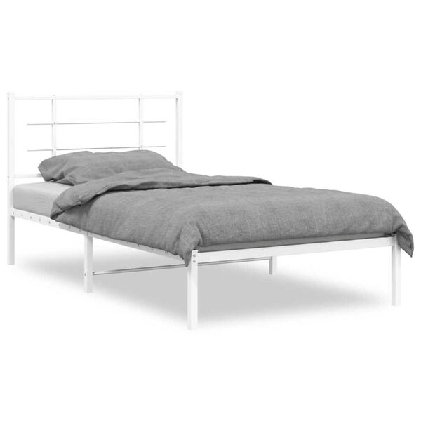 vidaXL sengeramme med sengegavl 100x190 cm metal hvid