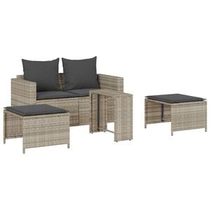 vidaXL sofas&aelig;t til haven 5dele med hynder stabelbar polyrattan lysegr&aring;