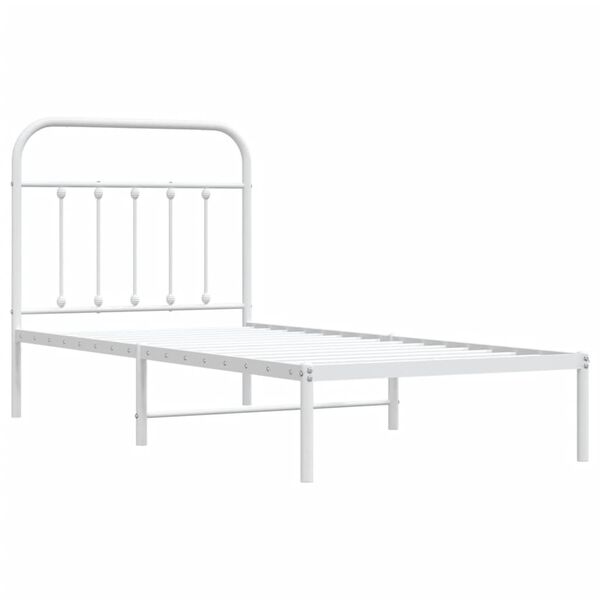vidaXL sengeramme med sengegavl 90x190 cm metal hvid