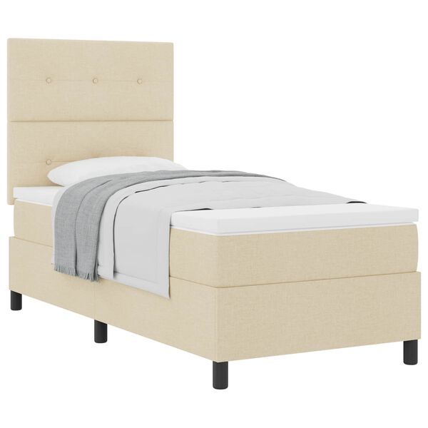 vidaXL Box spring seng med madras Creme 90 x 200 cm Stof