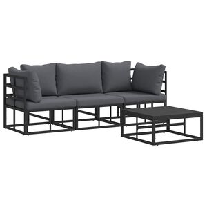 vidaXL Havesofa S&aelig;t 4 stk. Sort Metal
