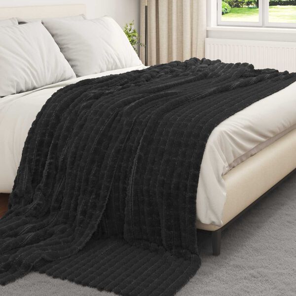 vidaXL Kastet&aelig;pper 6 pcs Sort 240 x 220 cm Fleece