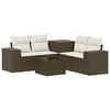 vidaXL Sofa S&aelig;t 6 stk. Brun og Creme Hvid Poly Rattan og St&aring;l