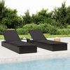 vidaXL liggestole 2 stk. med bord polyrattan sort